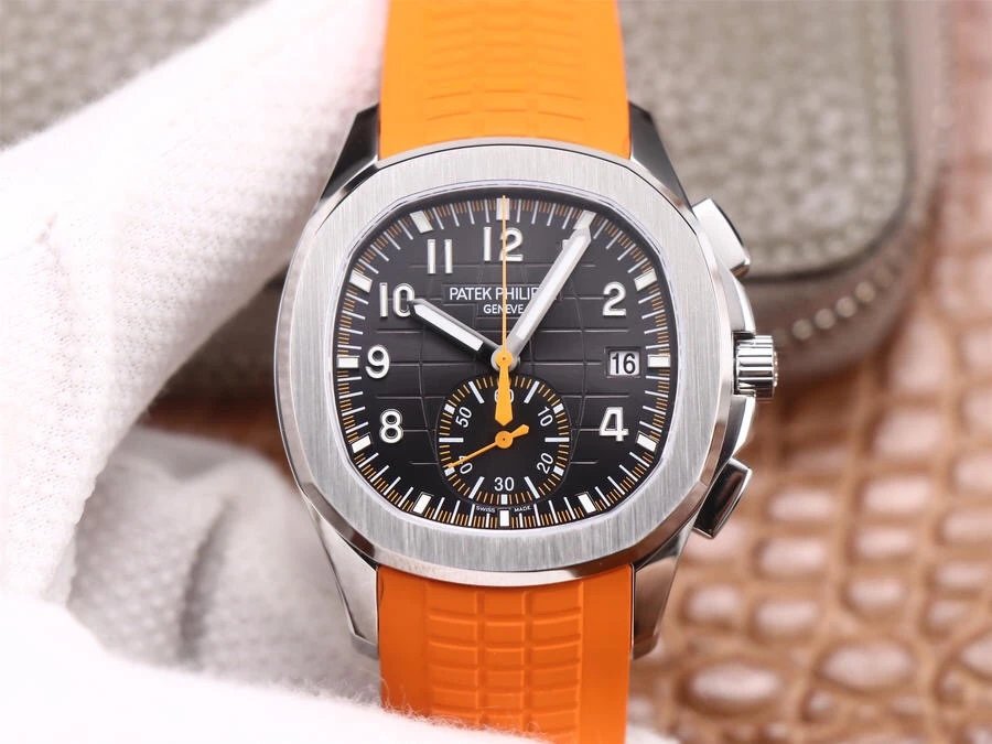 OM厂百达翡丽AQUANAUT系列5968A-001手雷橙色胶带男士机械手表