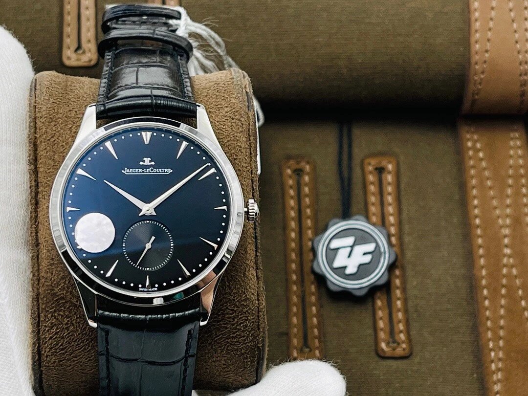 ZF厂积家大师系列1218420黑盘小秒针皮带男士机械手表