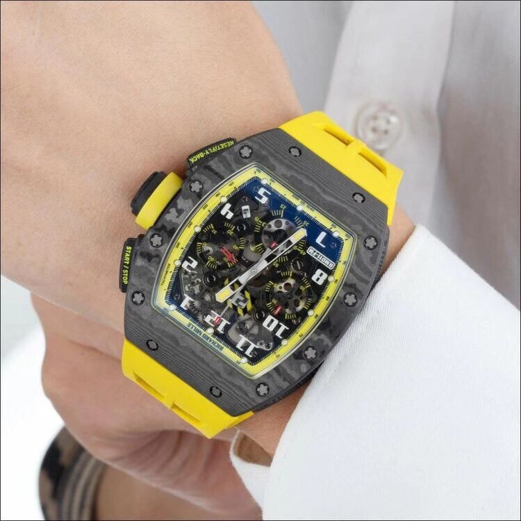 KV厂男表RM-011锻造碳纤维表壳yellowstorm黄色风暴计时系列自动机械手表